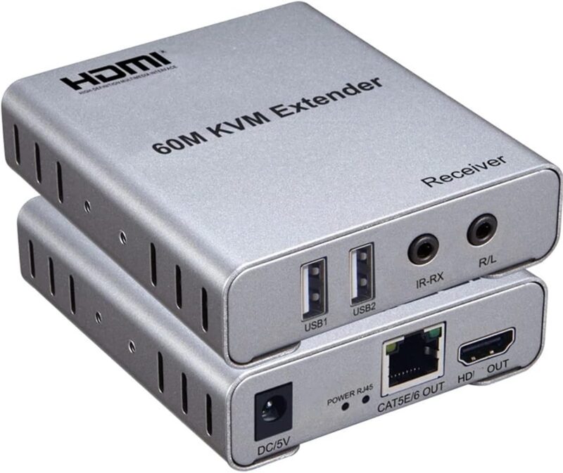 60M USB KVM HDMI Extender with 1080P R/L Audio by CAT5E Cat6 RJ45 Ethernet Cable