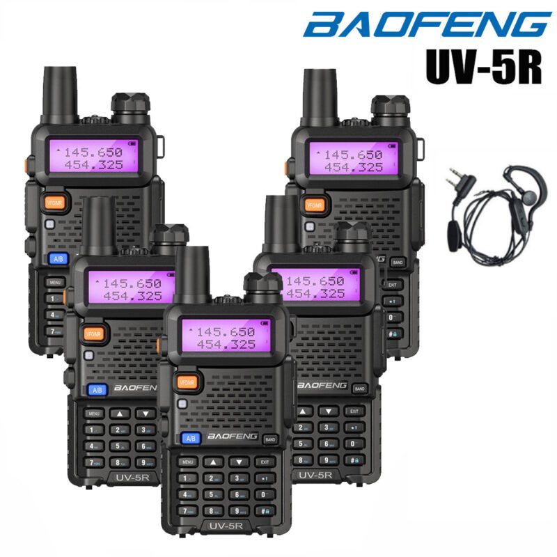 5 BAOFENG UV-5R Dual Band FM Two Way Ham Radio 5W Walkie Talkie